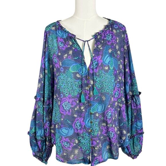 Spell & the Gypsy Bohème Blouse in Baltic Blues Large Bohemian 70s Witchy - Picture 15 of 16